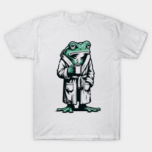 Unimpressed Frog Sips Coffee: Funny Sarcastic Frog T-Shirt T-Shirt